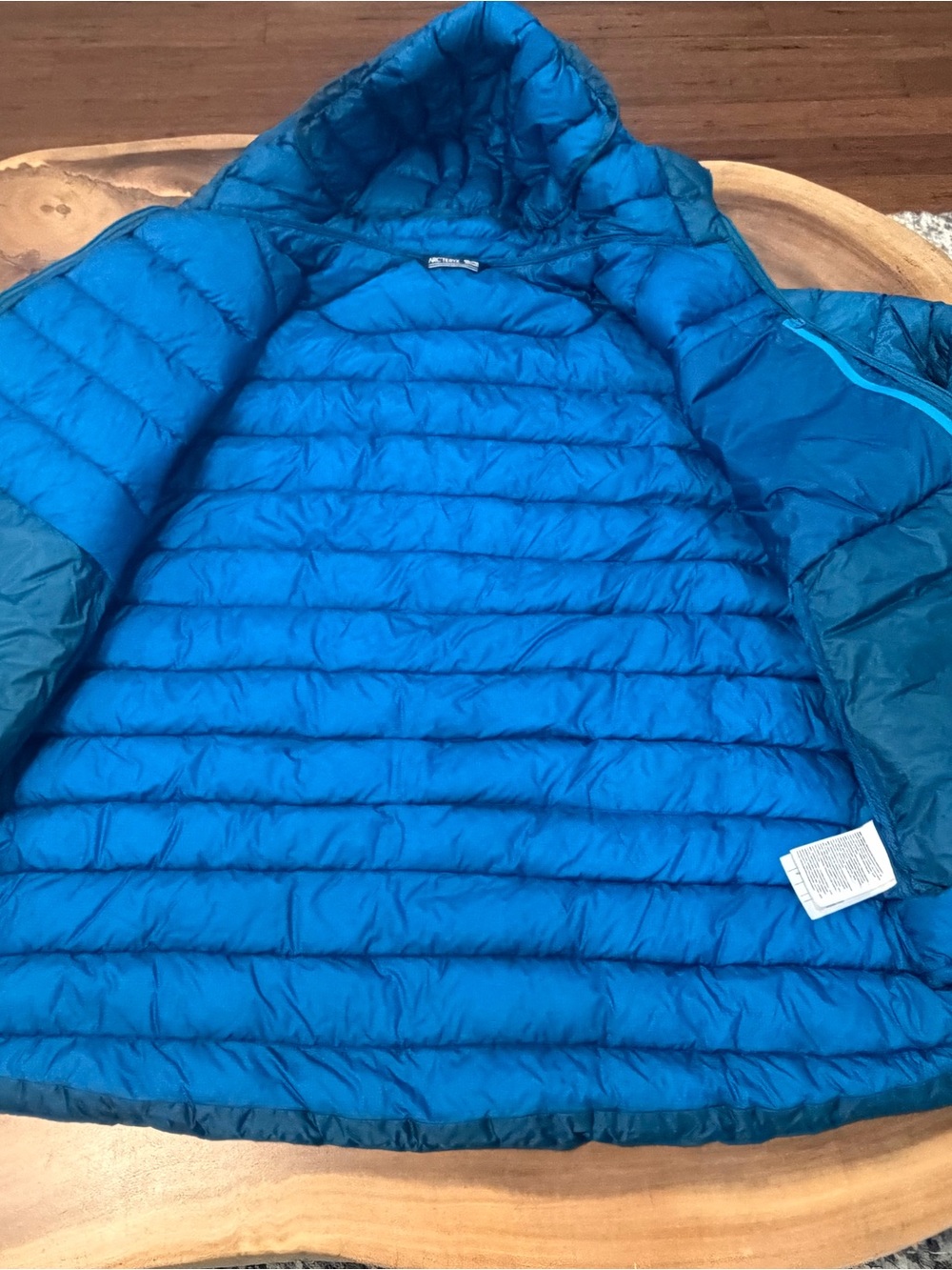 Arc'teryx Blue Quilted Down Hooded Puffer Jacket - Picture 4 of 7